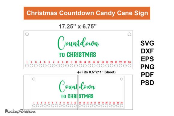 Christmas Candy Cane Countdown Sign SVG
