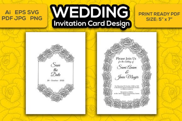 Elegant Floral Leaves Wedding Card Graphics