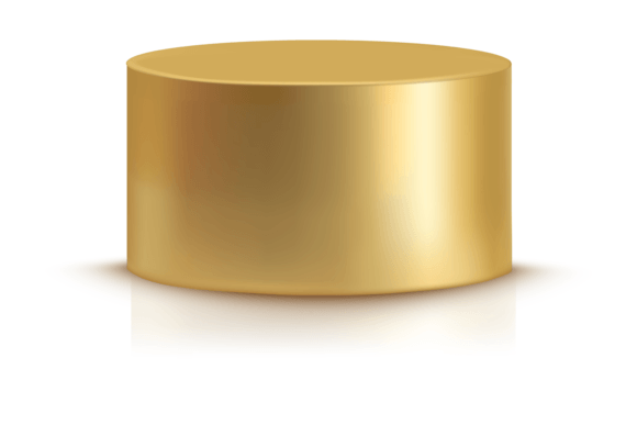 Golden Podium. Realistic Metal Cylinder. Graphics