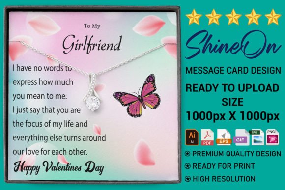 Valentine Day Message Card Design: Graphics and Print Templates