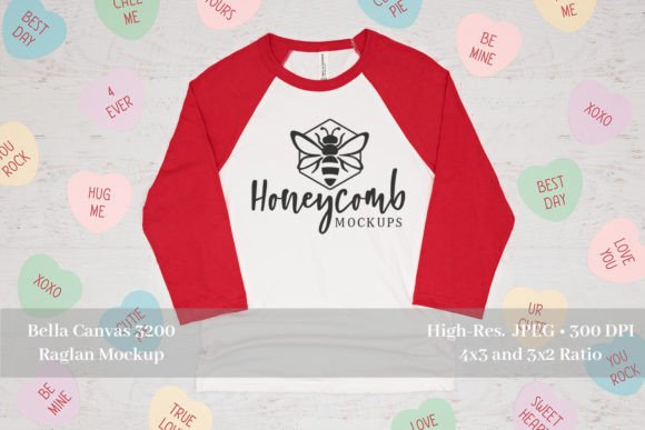 Valentines Bella Canvas 3200 White Red Graphics